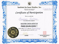 Certyfikat Master Choa Kok Sui Pranic Healing Course