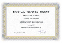 Certyfikat ukończenia kursu uzdrawiania duchowego metodą SRT